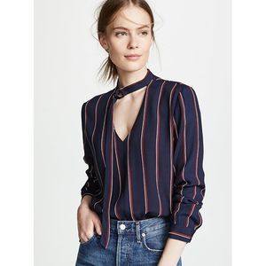 Rails Demi Striped Navy Choker Shirt Top Blouse